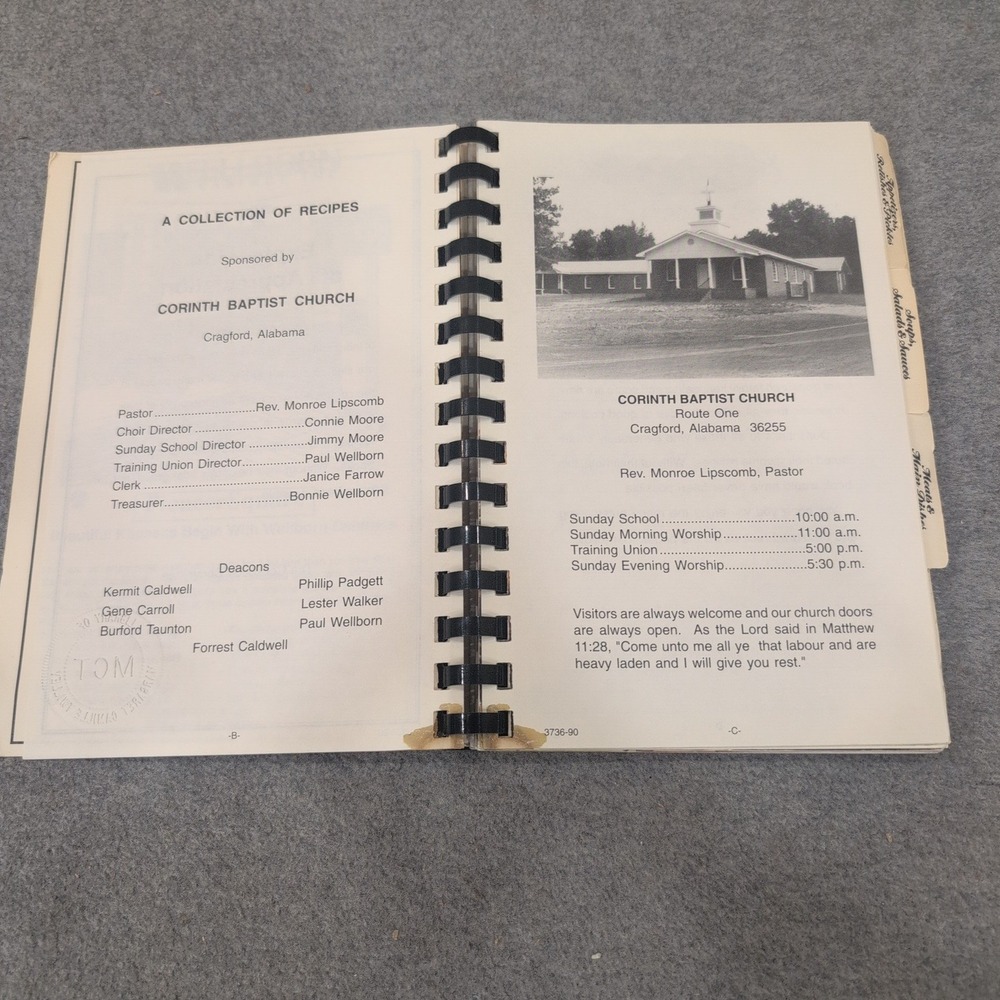 Vintage Corinth Baptist Church Cragford Alabama Community Cookbook 1991 - Picture 3 of 3